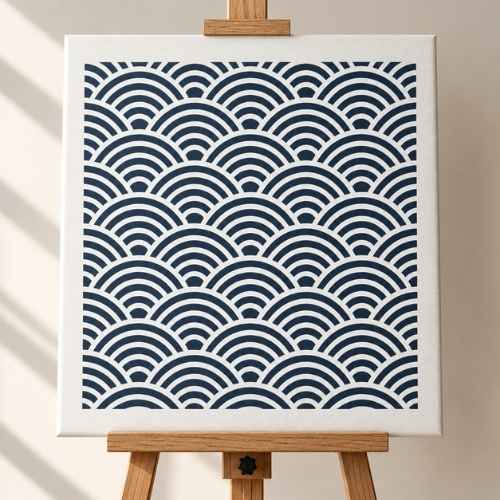 Japon Dalga Deseni Stencil Şablon | Seigaiha Deseni