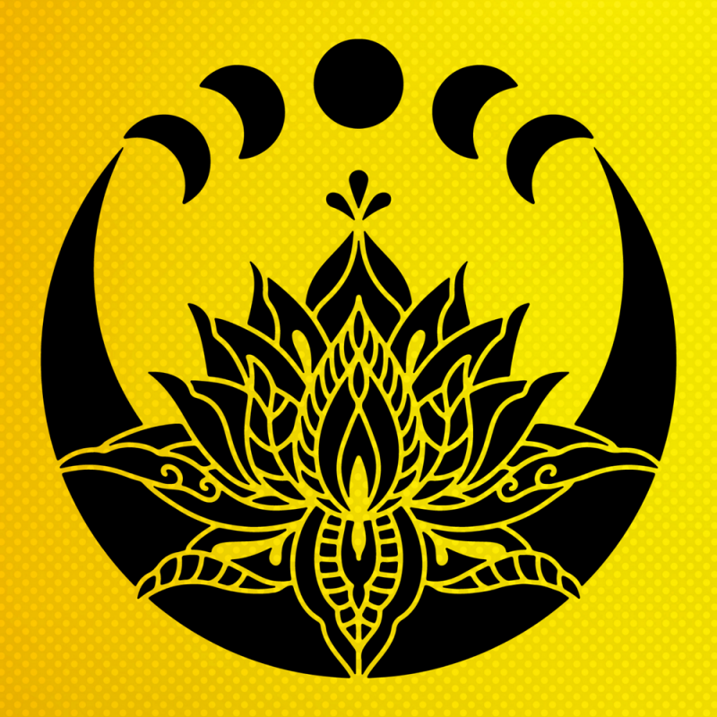 Lotus Çiçeği ve Ay Evresi Stencil Şablon Lotus Çiçeği ve Ay Evresi Stencil Şablon