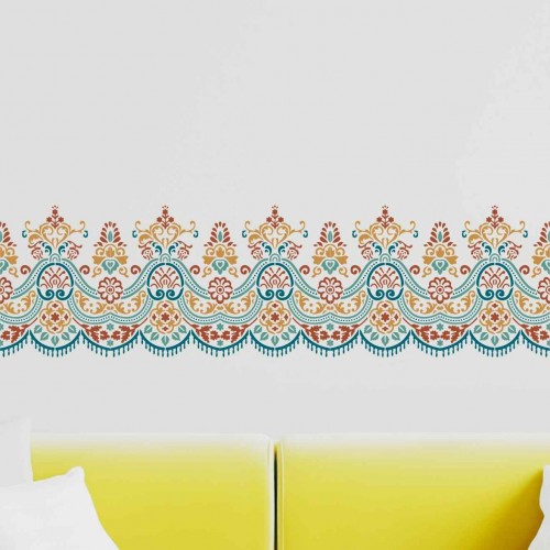 Damask Bordür Kenar Deseni Stencil Şablon