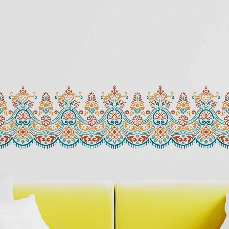 Damask Bordür Kenar Deseni Stencil Şablon