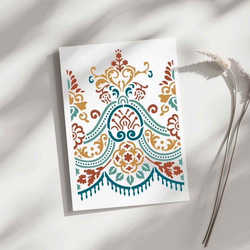 Damask Bordür Kenar Deseni Stencil Şablon Damask Bordür Kenar Deseni Stencil Şablon