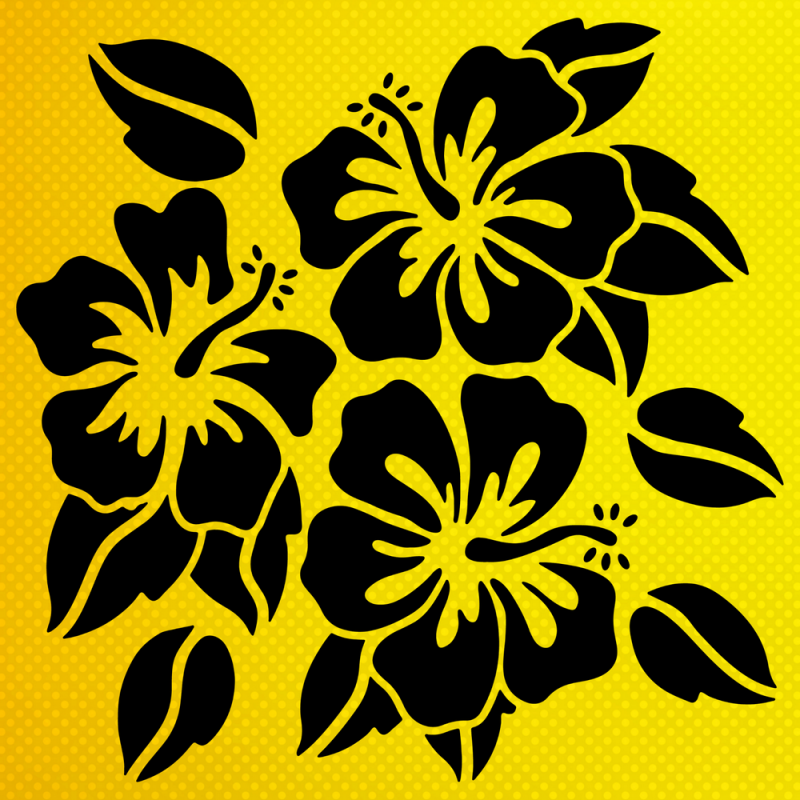 Hawai Çiçeği Stencil Şablon Hawai Çiçeği Stencil Şablon