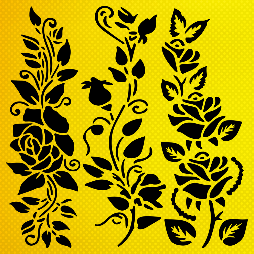 Gül Deseni Stencil Şablon
