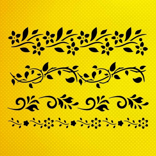 Çiçek Deseni Kenar Bordür Stencil Çiçek Deseni Kenar Bordür Stencil