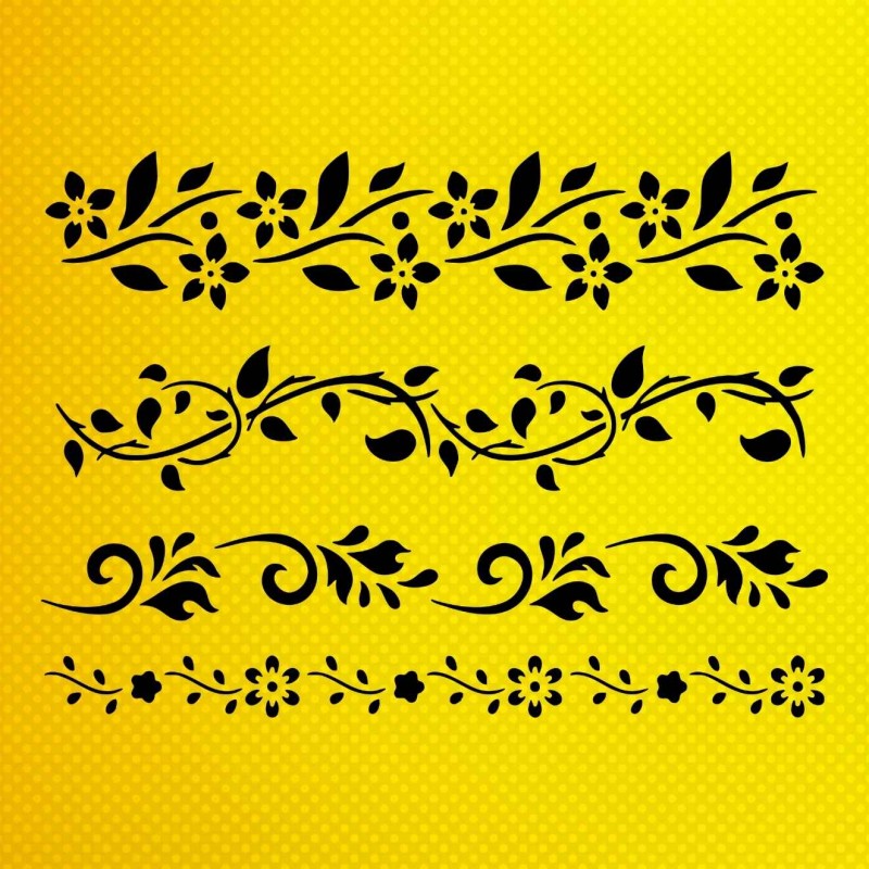 Çiçek Deseni Kenar Bordür Stencil Çiçek Deseni Kenar Bordür Stencil