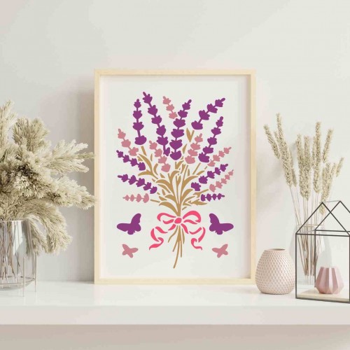 Lavanta Çiçeği Stencil Şablon