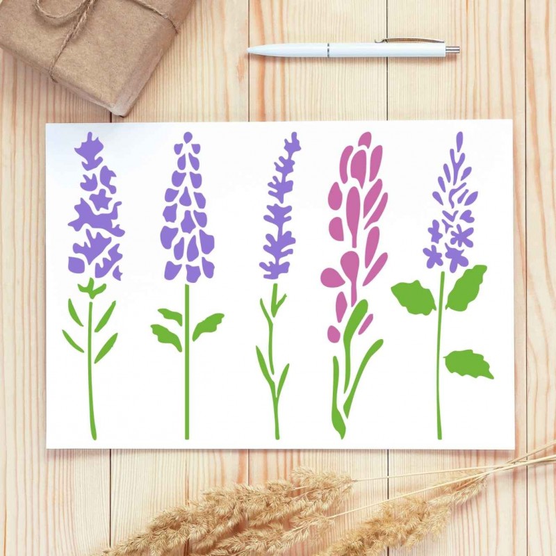 Lavanta Çiçek Desenleri Stencil Şablon Lavanta Çiçek Desenleri Stencil Şablon