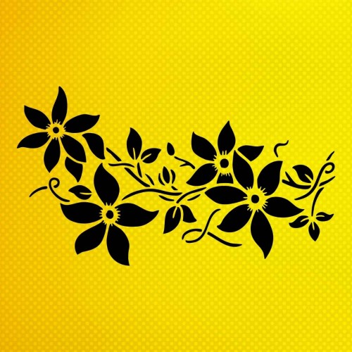 Clematis Akasma Çiçeği Stencil Şablon