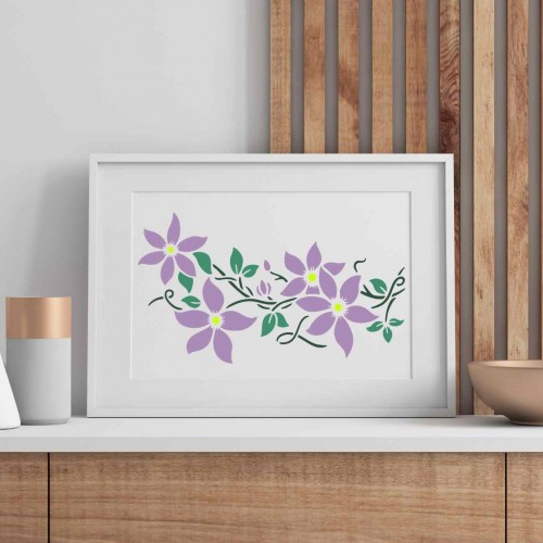 Clematis Akasma Çiçeği Stencil Şablon