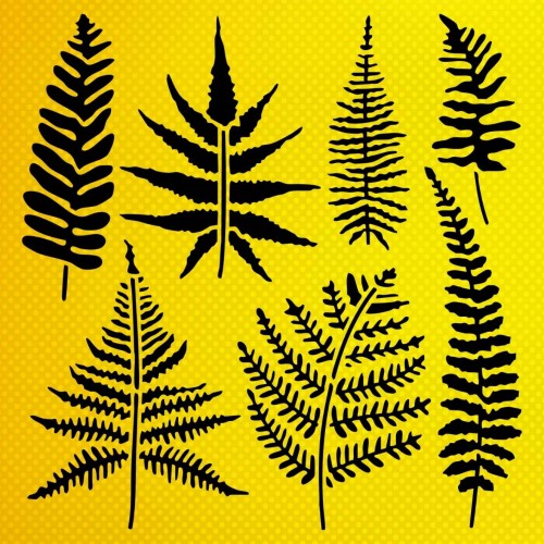 Eğrelti Otu Deseni Stencil Şablon