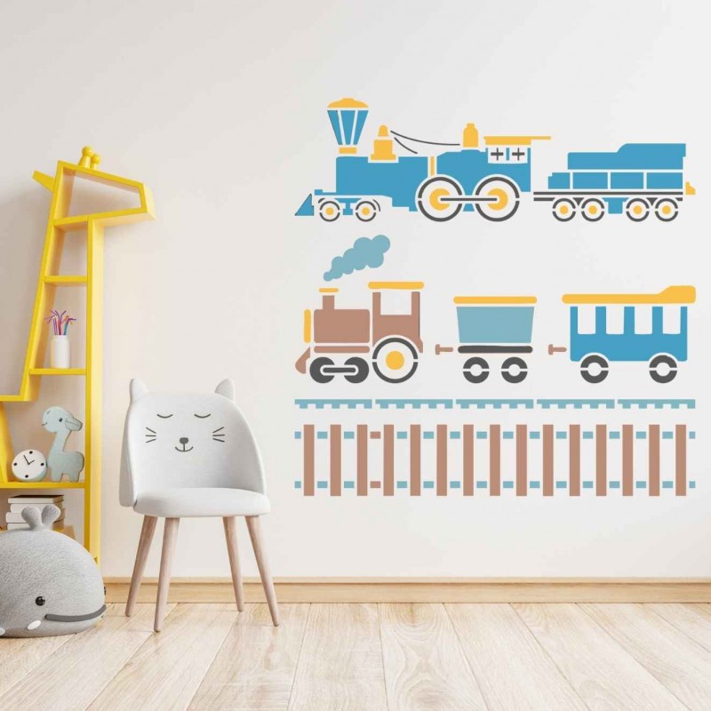 Çocuk Odası Tren ve Ray Stencil Şablon