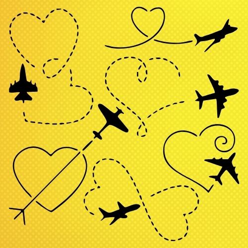 Uçak ve Kalp Çocuk Odası Stencil Şablon