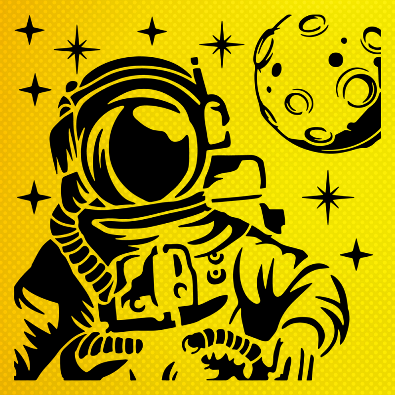 Astronot Stencil Şablon Astronot Stencil Şablon