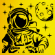 Astronot Stencil Şablon Astronot Stencil Şablon
