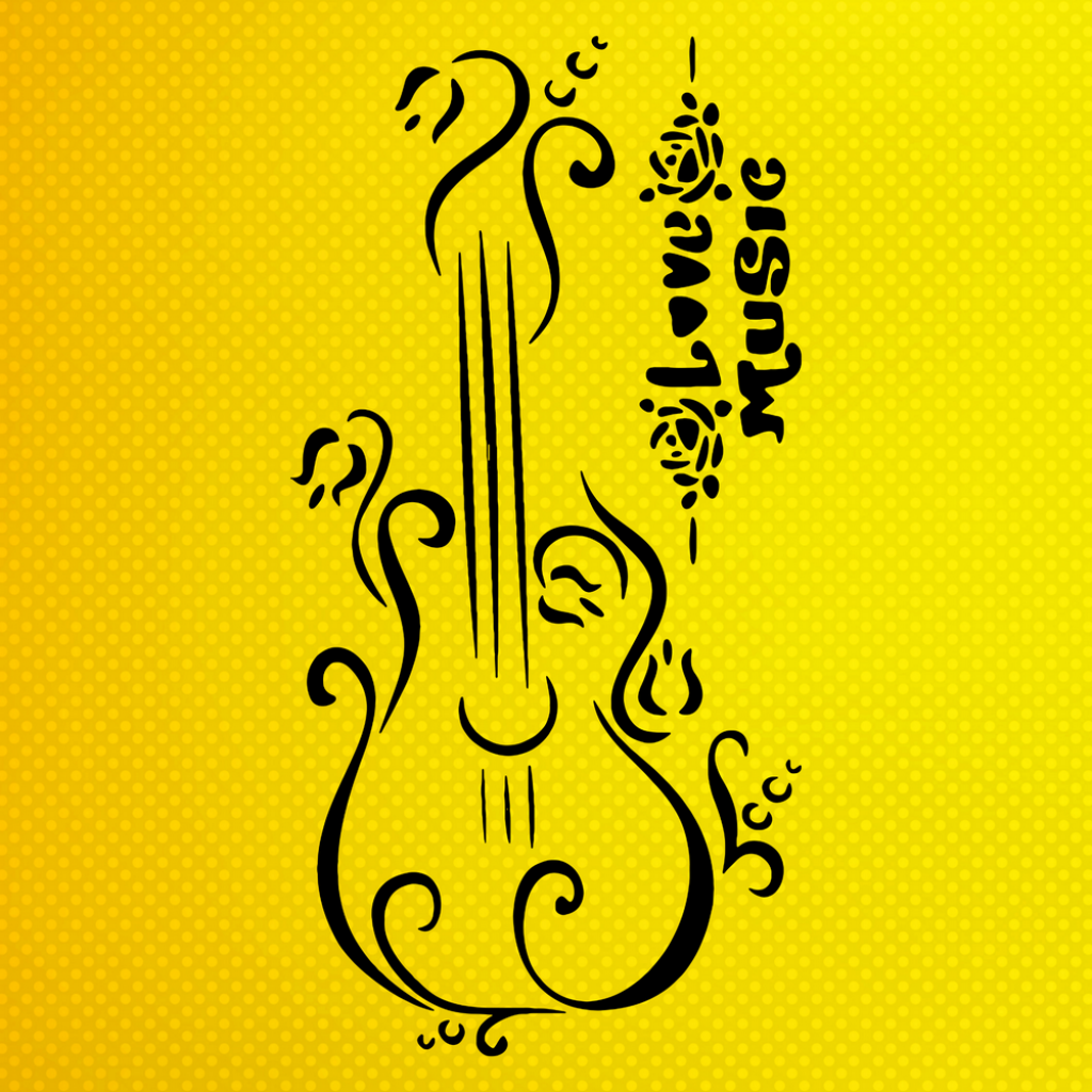 Gitar ve Aşk Şarkısı Stencil Şablon