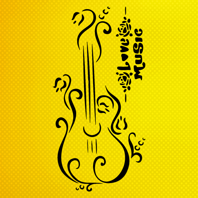 Gitar ve Aşk Şarkısı Stencil Şablon Gitar ve Aşk Şarkısı Stencil Şablon