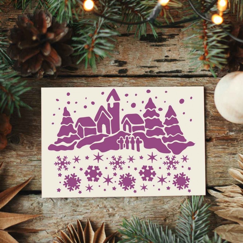 Kartanesi Yılbaşı Noel Temalı Stencil Şablon Kartanesi Yılbaşı Noel Temalı Stencil Şablon