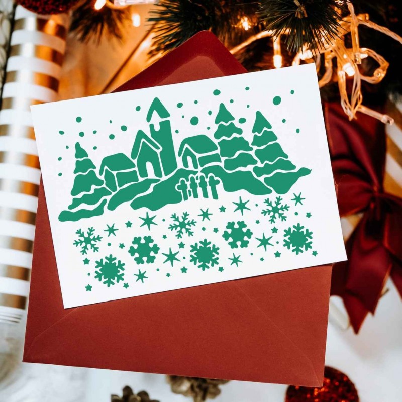 Kartanesi Yılbaşı Noel Temalı Stencil Şablon Kartanesi Yılbaşı Noel Temalı Stencil Şablon