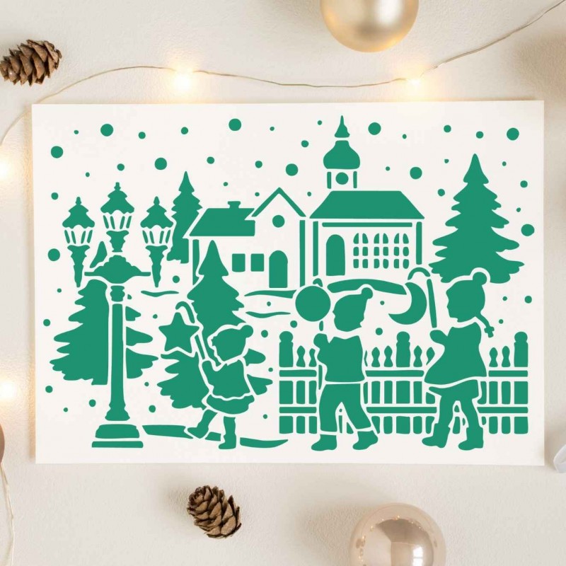 Vintage Noel Yılbaşı Stencil Şablon Vintage Noel Yılbaşı Stencil Şablon