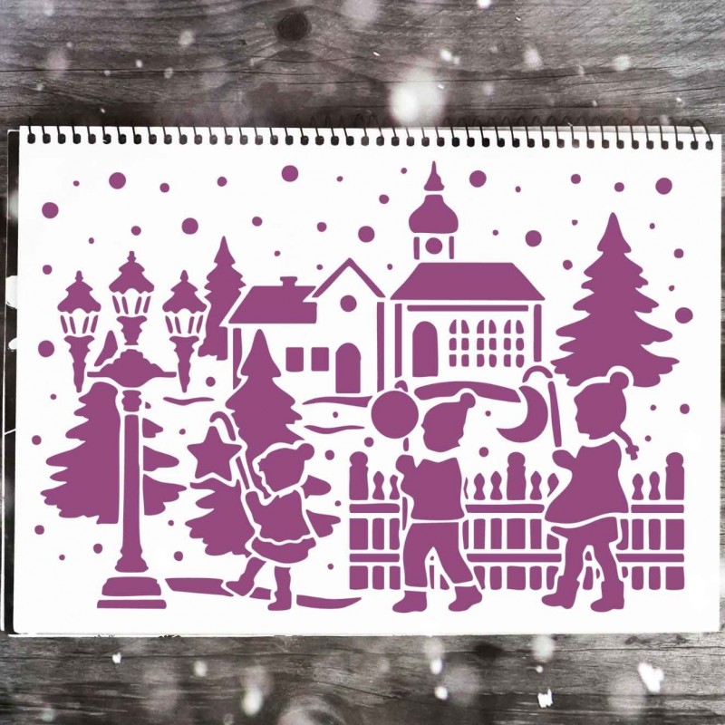 Vintage Noel Yılbaşı Stencil Şablon Vintage Noel Yılbaşı Stencil Şablon