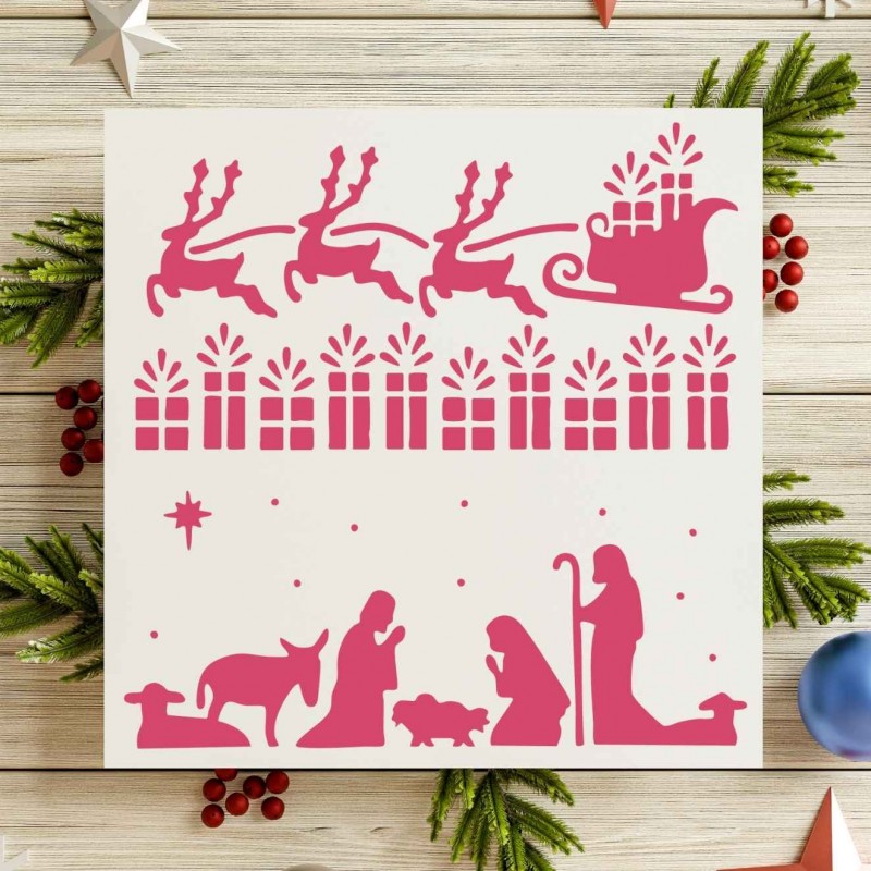 Ren Geyiği Noel Yılbaşı Stencil Şablon Ren Geyiği Noel Yılbaşı Stencil Şablon