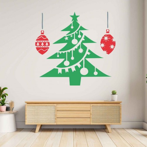 Yılbaşı Ağacı ve Noel Süsleri Stencil Şablon