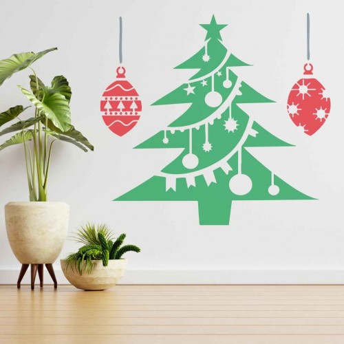 Yılbaşı Ağacı ve Noel Süsleri Stencil