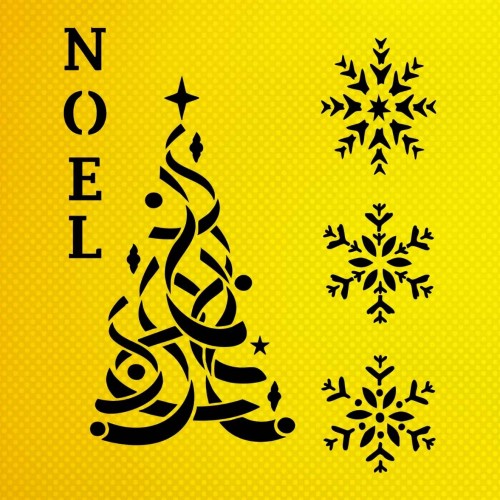 Noel Yılbaşı ve Kartanesi Stencil Şablon