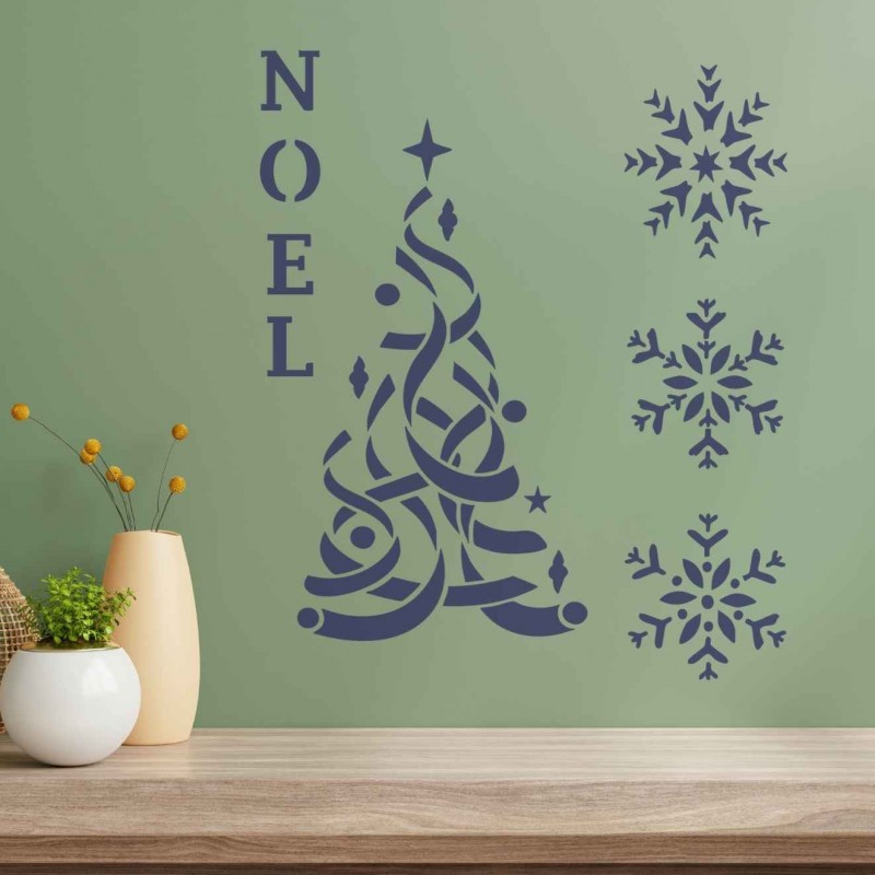 Noel Yılbaşı ve Kartanesi Stencil Şablon Noel Yılbaşı ve Kartanesi Stencil Şablon