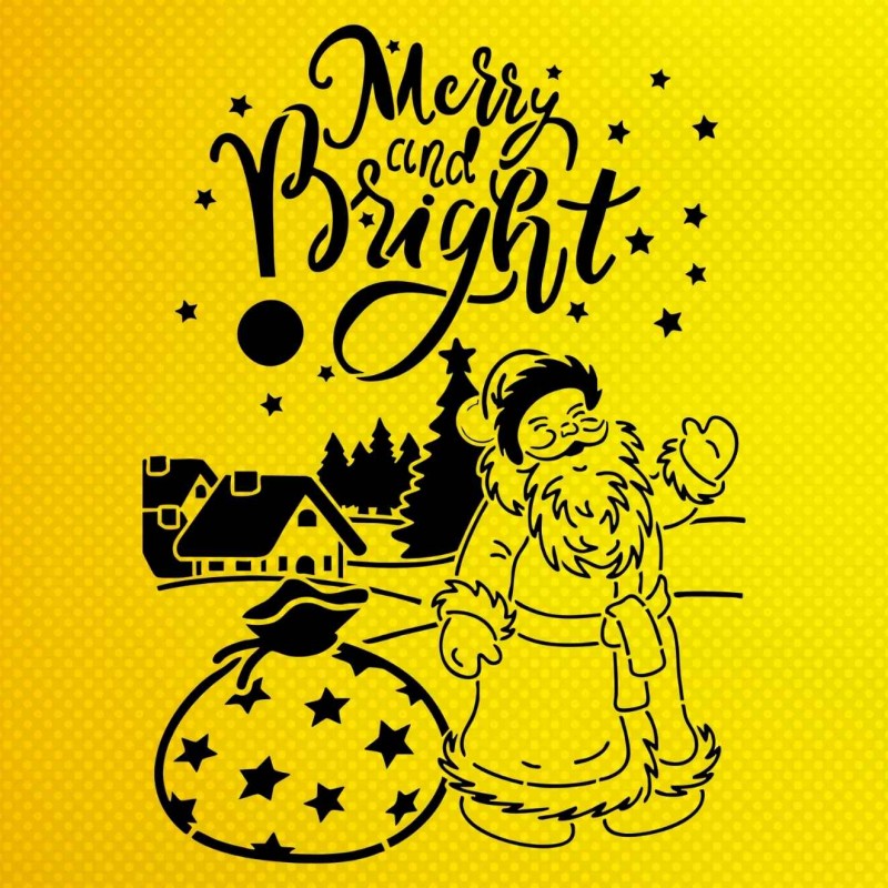 Noel Baba Yılbaşı Stencil Şablon Noel Baba Yılbaşı Stencil Şablon