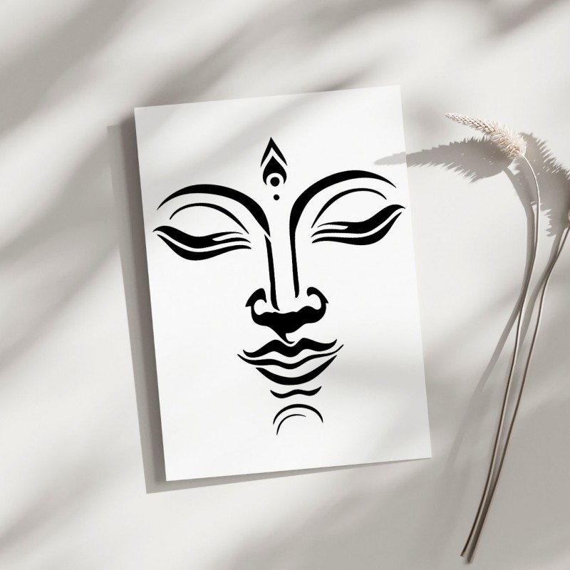 Buda Yüz Deseni Stencil Şablon Buda Yüz Deseni Stencil Şablon