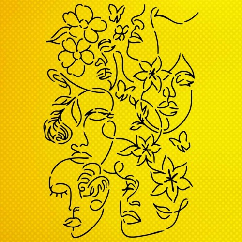 Çiçek Kadın Mask Stencil Şablon