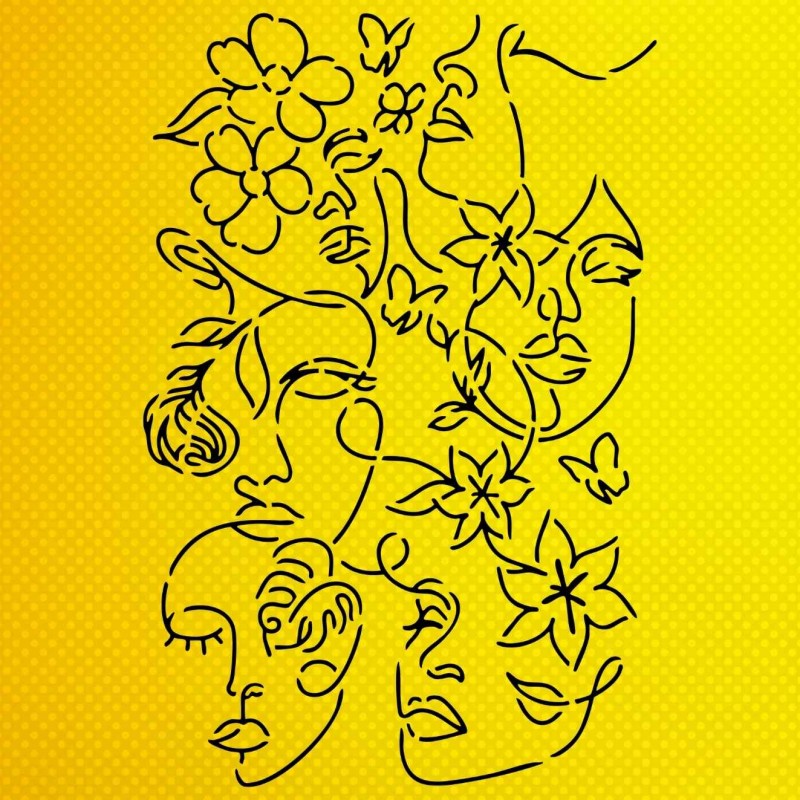 Çiçek Kadın Mask Stencil Şablon Çiçek Kadın Mask Stencil Şablon