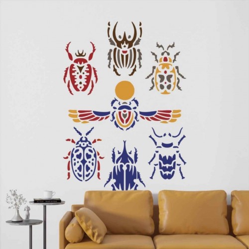 Antik Mısır Dekoratif Semboller Stencil Şablon