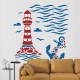 Deniz Feneri Bulut Martı ve Çapa Stencil Şablon Deniz Feneri Bulut Martı ve Çapa Stencil Şablon