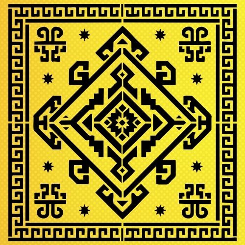 Halı Deseni Türk Motifi Stencil Şablon