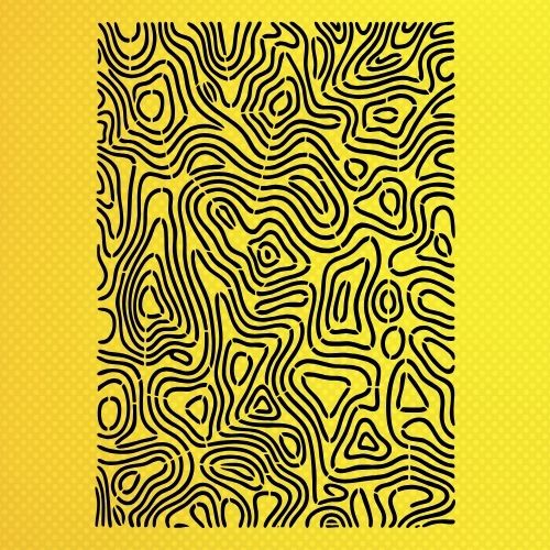 Topoğrafik Çizgi Desenli Stencil Şablon