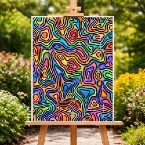 Topoğrafik Çizgi Desenli Stencil Şablon