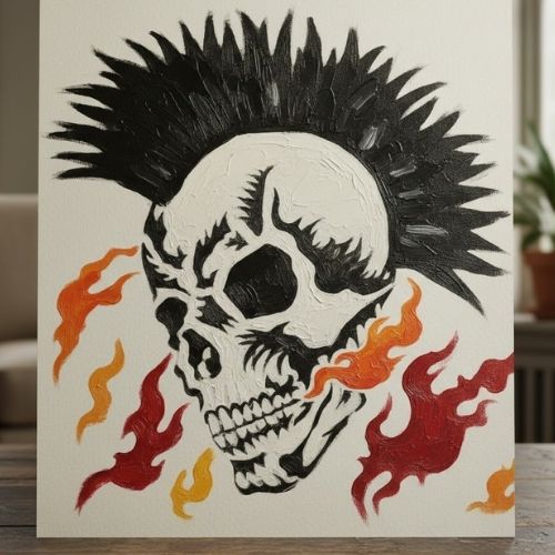 Rock Punk Deseni Stencil Şablon