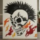 Rock Punk Deseni Stencil Şablon
