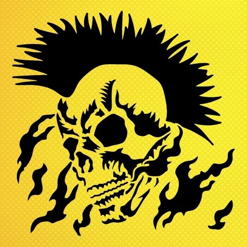 Rock Punk Deseni Stencil Şablon