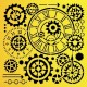 Saat ve Dişli Deseni Stencil Şablon