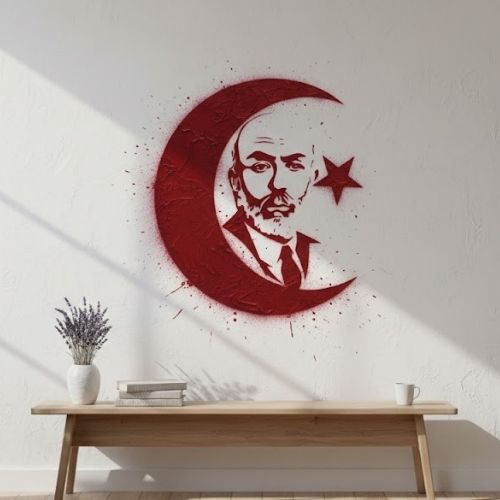 Mehmet Akif Ersoy ve Ayyıldız Stencil Şablon