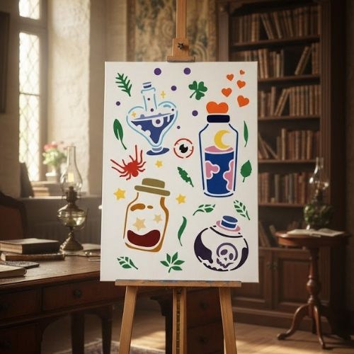 Cadı İksiri Stencil Şablon