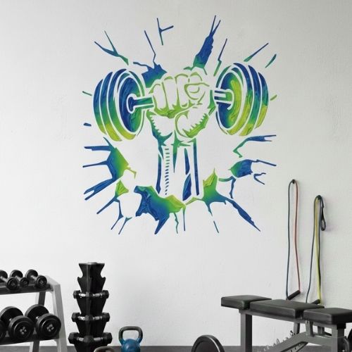 Fitness Gym Dumbell Stencil | Fitness Salonu Dekorasyonu Şablonu