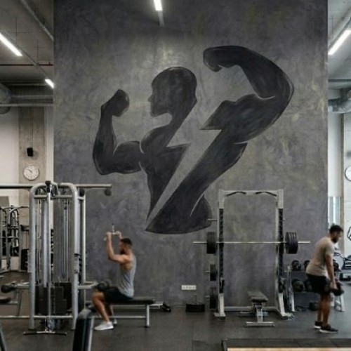 Gym Duvar Boyama Şablonu – Modern Fitness Salon Dekorasyonu