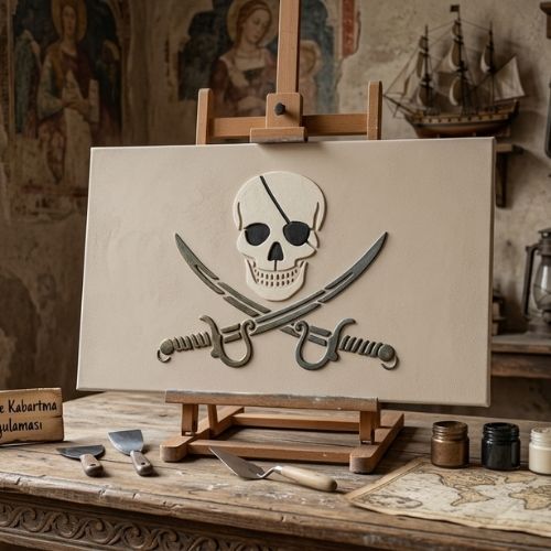 Kuru Kafa Deseni Stencil Şablon