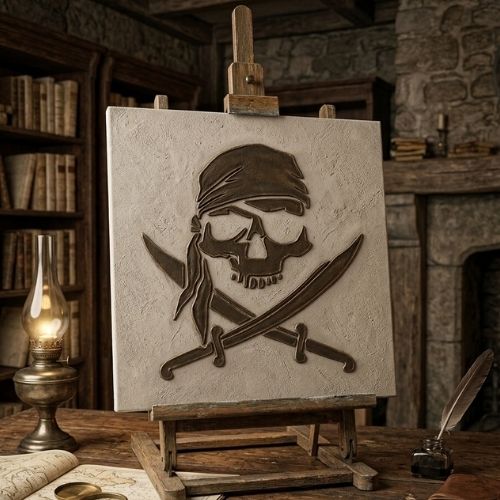 Korsan Temalı Kuru Kafa Stencil Şablon