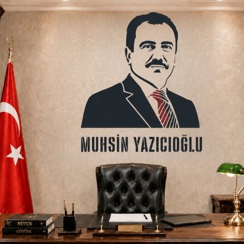 Muhsin Yazıcıoğlu Silüeti Stencil Şablon
