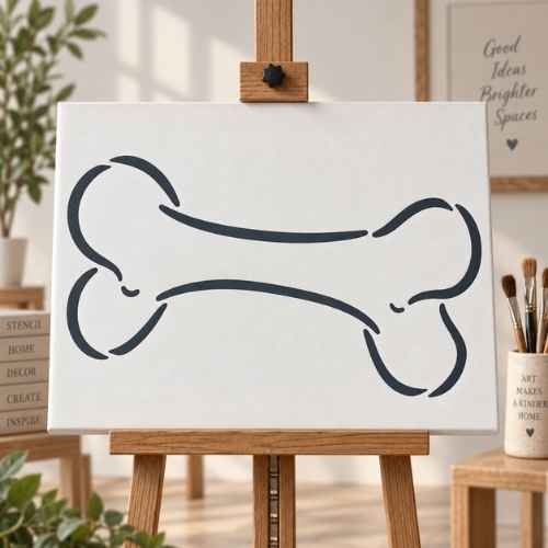 Kemik Deseni Stencil Şablon | Köpek Temalı Boyama Şablonu
